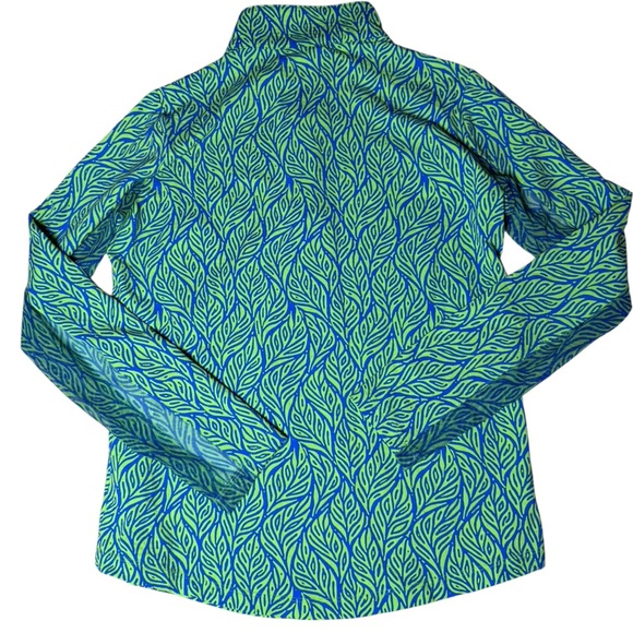 Title: IBKÜL UPF 50+ Leaf Print Quarter Zip Top – Women’s Size Small - Picture 3 of 5